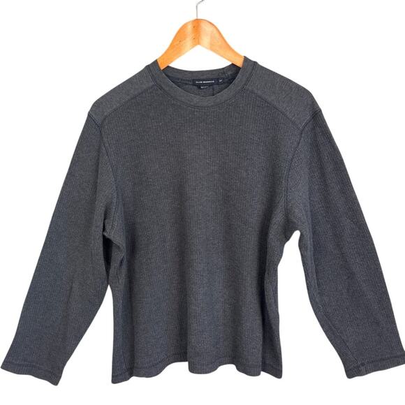 Club Monaco Women's Crew Neck Sweater Gray Ribbed Size S Designer Minimalist - Picture 1 of 7